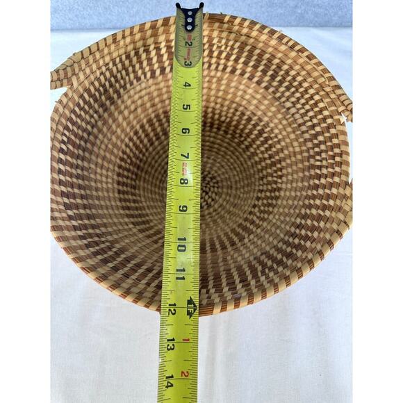 Large Carolina Sweetgrass Gullah Pedestal CHS Market Basket Handle Easter 14x12” - Picture 5 of 11